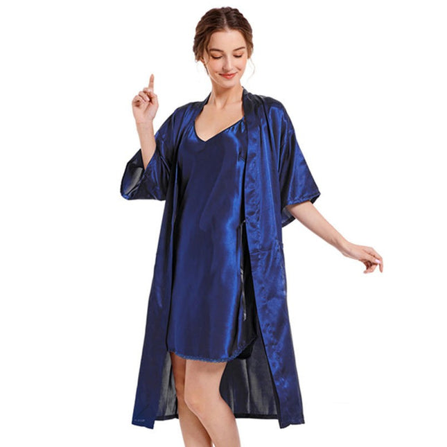 Women's Silk Robes Bride Bridesmaid Kimono Satin Bathrobe Cami Sleepwear Set