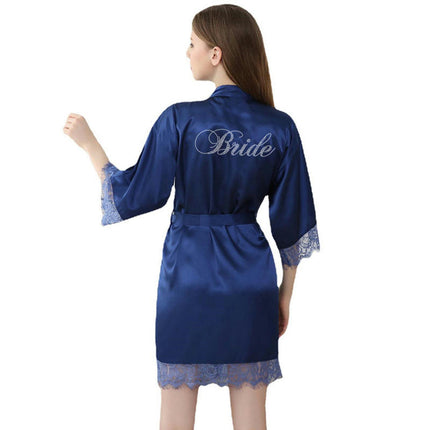 Women's Satin Kimono Robe for Bridesmaid and Bride Wedding Kimono Dressing Gown