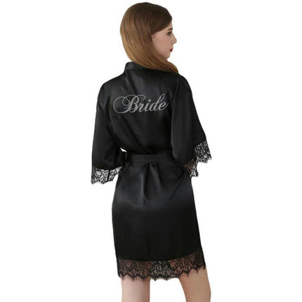 Women's Satin Kimono Robe for Bridesmaid and Bride Wedding Kimono Dressing Gown