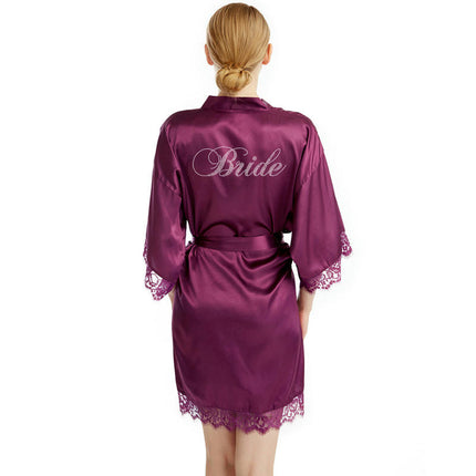 Women's Satin Kimono Robe for Bridesmaid and Bride Wedding Kimono Dressing Gown