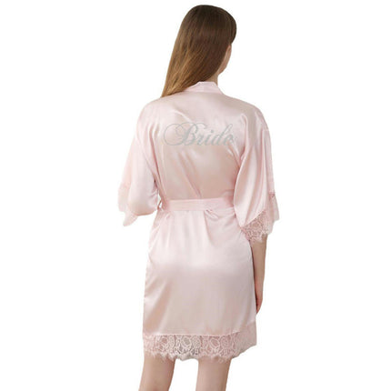 Women's Satin Kimono Robe for Bridesmaid and Bride Wedding Kimono Dressing Gown