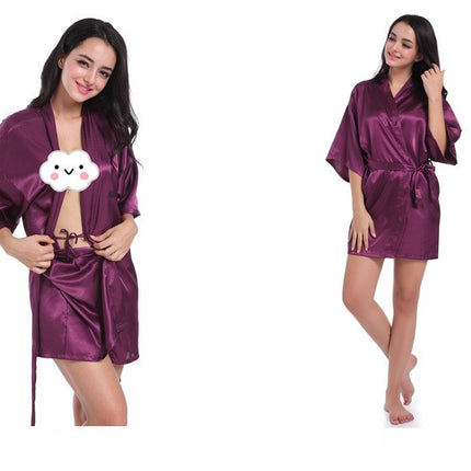 Women's Satin Kimono Robes Bridesmaid Wedding Robes Silky Bathrobes