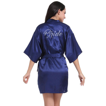 Women's Satin Robe Kimono Bathrobes for Bride Bridesmaid Wedding Party Robes-A1