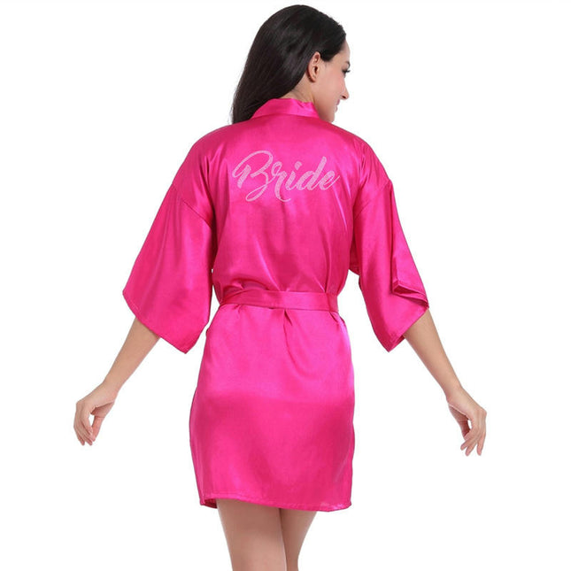 Women's Satin Robe Kimono Bathrobes for Bride Bridesmaid Wedding Party Robes-A1