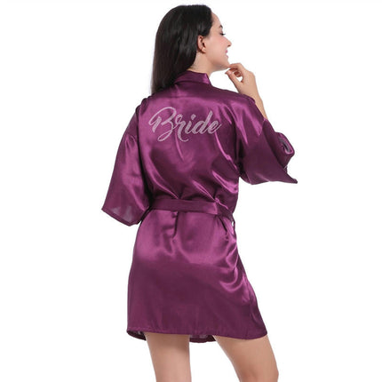 Women's Satin Robe Kimono Bathrobes for Bride Bridesmaid Wedding Party Robes-A1