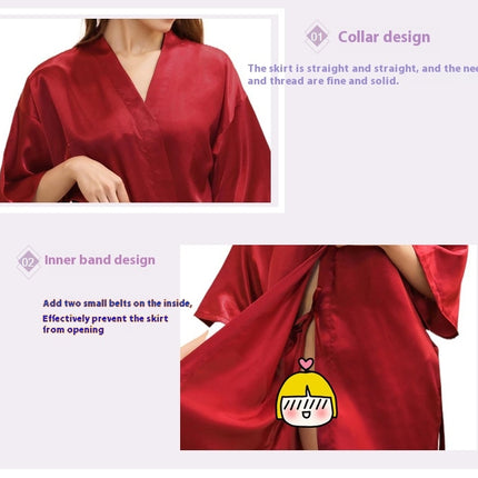 Women's Satin Robe Kimono Bathrobes for Bride Bridesmaid Wedding Party Robes-A1