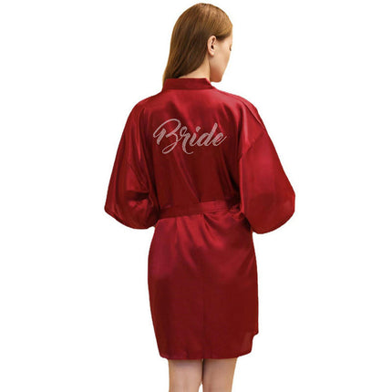 Women's Satin Robe Kimono Bathrobes for Bride Bridesmaid Wedding Party Robes-A1