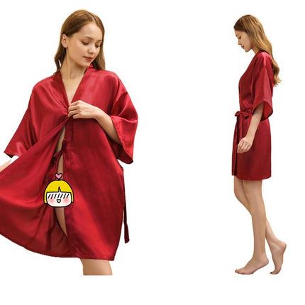 Women's Satin Robe Kimono Bathrobes for Bride Bridesmaid Wedding Party Robes-A1