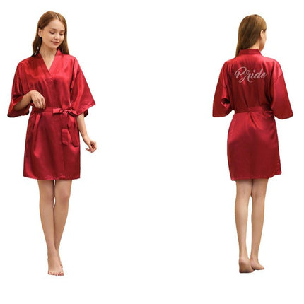 Women's Satin Robe Kimono Bathrobes for Bride Bridesmaid Wedding Party Robes-A1