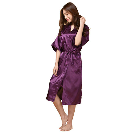 Women's Satin Long Robe Kimono Bathrobes for Bride Bridesmaid Wedding Party Robes