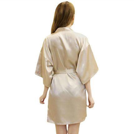 Women's Satin Robe Kimono Bathrobes for Bride Bridesmaid Wedding Party Robes-A2