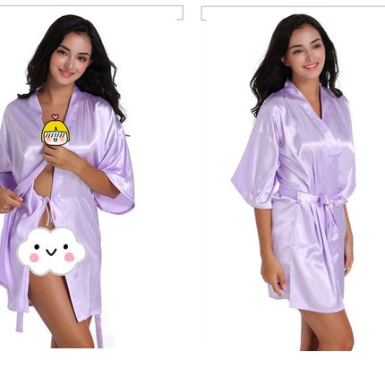 Women's Satin Robe Kimono Bathrobes for Bride Bridesmaid Wedding Party Robes-A2