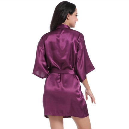 Women's Satin Robe Kimono Bathrobes for Bride Bridesmaid Wedding Party Robes-A2