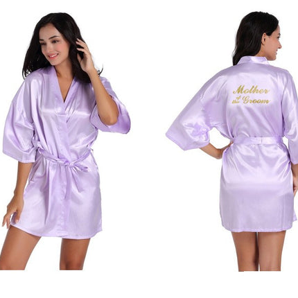 Women's Satin Robe Kimono Bathrobes for Bride Bridesmaid Wedding Party Robes-A3