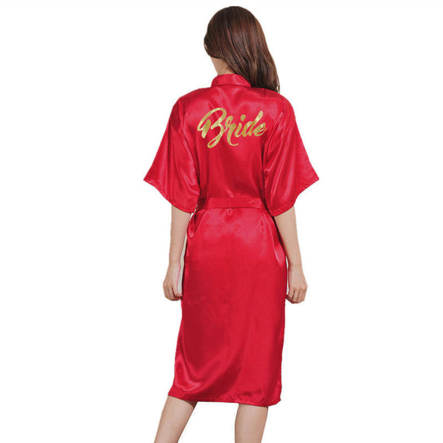 Women's Satin Kimono Robes Bridesmaid Wedding Robes Silky Long Bathrobes