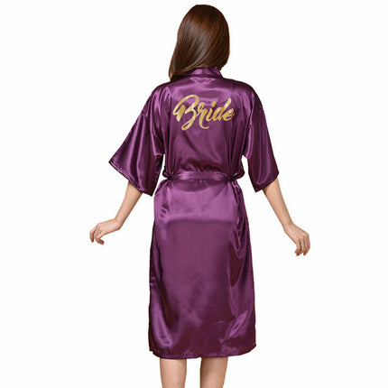 Women's Satin Kimono Robes Bridesmaid Wedding Robes Silky Long Bathrobes