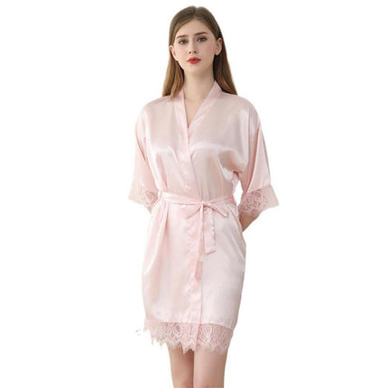 Silk Robes for Women Lace Trim Satin Robe Sexy Kimono Robe