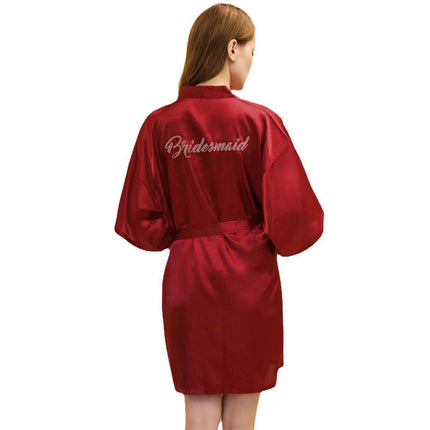 Women's Satin Robe Kimono Bathrobes for Bride Bridesmaid Wedding Party Robes-A4