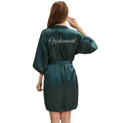 Women's Satin Robe Kimono Bathrobes for Bride Bridesmaid Wedding Party Robes-A4