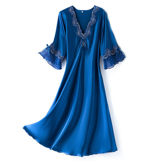 Women's Satin Silk Nightgown Sleepwear Short Sleeve Sleep Dress