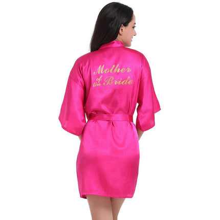 Women's Satin Robe Kimono Bathrobes for Bride Bridesmaid Wedding Party Robes-A5