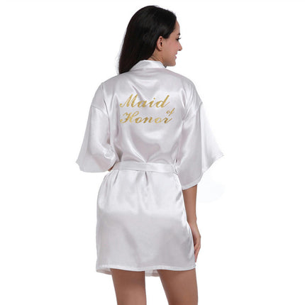 Women's Satin Robe Kimono Bathrobes for Bride Bridesmaid Wedding Party Robes-A6