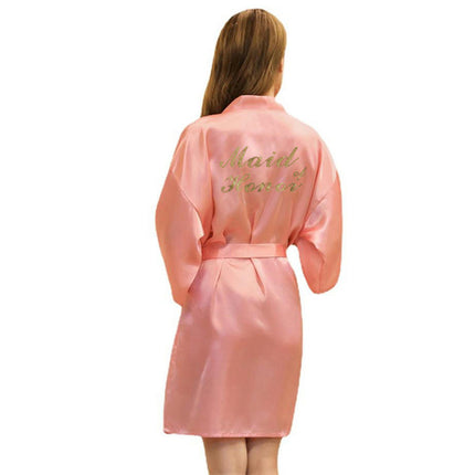 Women's Satin Robe Kimono Bathrobes for Bride Bridesmaid Wedding Party Robes-A6