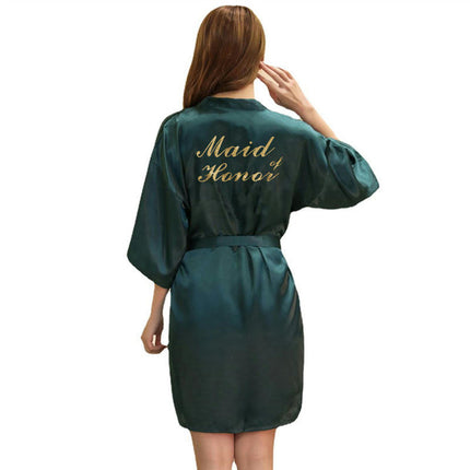 Women's Satin Robe Kimono Bathrobes for Bride Bridesmaid Wedding Party Robes-A6