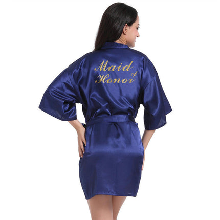 Women's Satin Robe Kimono Bathrobes for Bride Bridesmaid Wedding Party Robes-A6