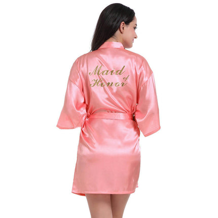 Women's Satin Robe Kimono Bathrobes for Bride Bridesmaid Wedding Party Robes-A6