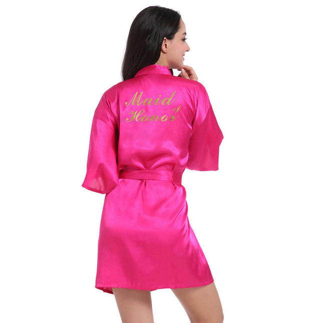 Women's Satin Robe Kimono Bathrobes for Bride Bridesmaid Wedding Party Robes-A6