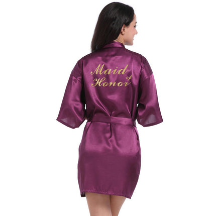 Women's Satin Robe Kimono Bathrobes for Bride Bridesmaid Wedding Party Robes-A6