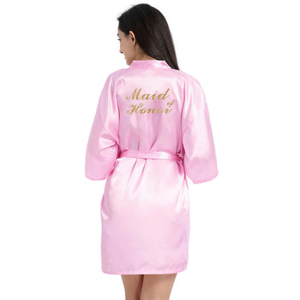 Women's Satin Robe Kimono Bathrobes for Bride Bridesmaid Wedding Party Robes-A6