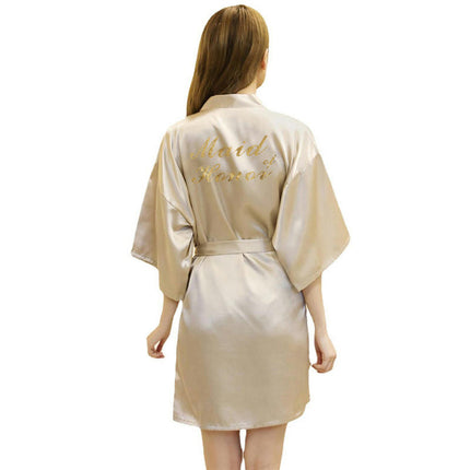 Women's Satin Robe Kimono Bathrobes for Bride Bridesmaid Wedding Party Robes-A6