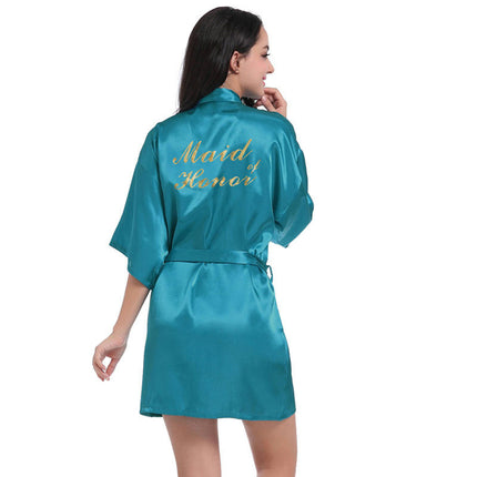 Women's Satin Robe Kimono Bathrobes for Bride Bridesmaid Wedding Party Robes-A6