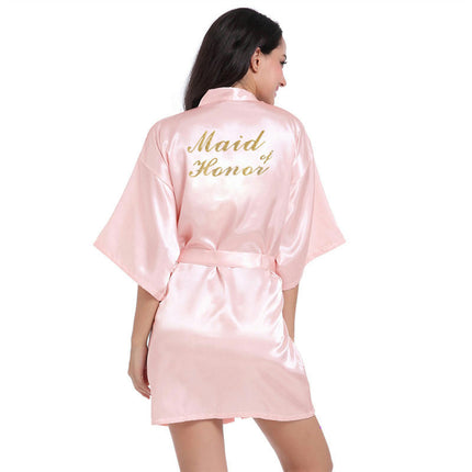 Women's Satin Robe Kimono Bathrobes for Bride Bridesmaid Wedding Party Robes-A6