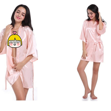 Women's Satin Robe Kimono Bathrobes for Bride Bridesmaid Wedding Party Robes-A6