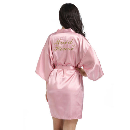 Women's Satin Robe Kimono Bathrobes for Bride Bridesmaid Wedding Party Robes-A6