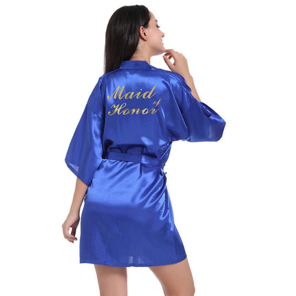 Women's Satin Robe Kimono Bathrobes for Bride Bridesmaid Wedding Party Robes-A6