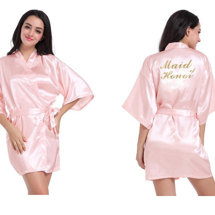 Women's Satin Robe Kimono Bathrobes for Bride Bridesmaid Wedding Party Robes-A6