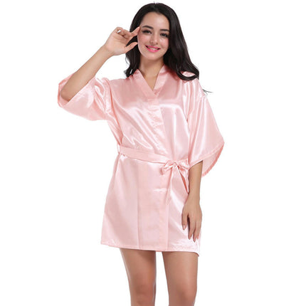 Women's Satin Robe Kimono Bathrobes for Bride Bridesmaid Wedding Party Robes-A6