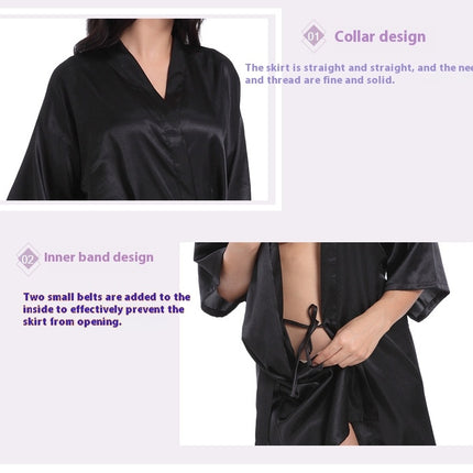 Women's Satin Robe Kimono Bathrobes for Bride Bridesmaid Wedding Party Robes-A6