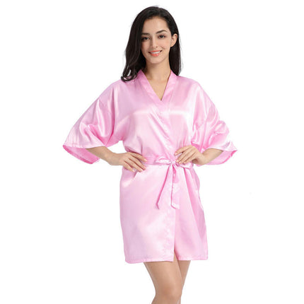 Women's Satin Robe Kimono Bathrobes for Bride Bridesmaid Wedding Party Robes-A7