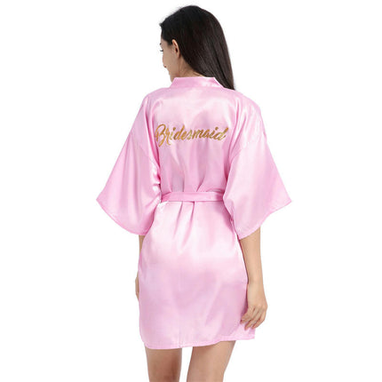 Women's Satin Robe Kimono Bathrobes for Bride Bridesmaid Wedding Party Robes-A7