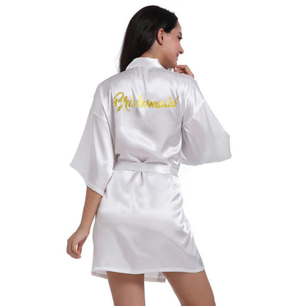 Women's Satin Robe Kimono Bathrobes for Bride Bridesmaid Wedding Party Robes-A7