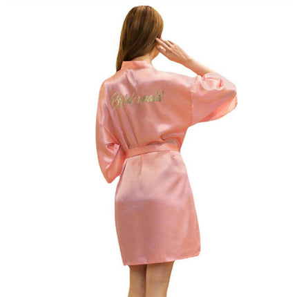 Women's Satin Robe Kimono Bathrobes for Bride Bridesmaid Wedding Party Robes-A7