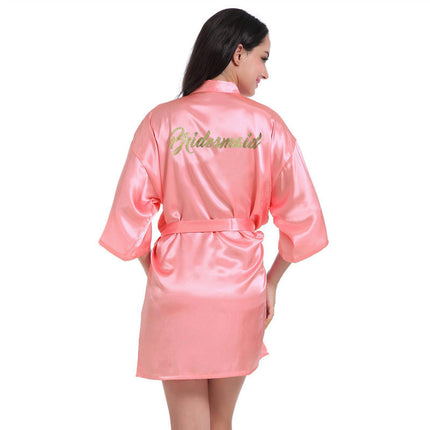 Women's Satin Robe Kimono Bathrobes for Bride Bridesmaid Wedding Party Robes-A7