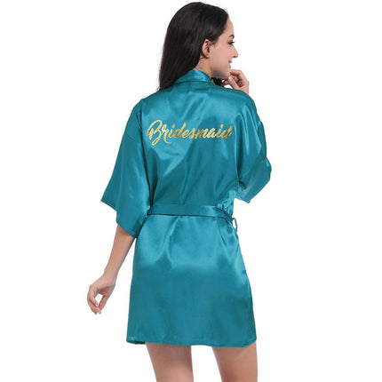 Women's Satin Robe Kimono Bathrobes for Bride Bridesmaid Wedding Party Robes-A7