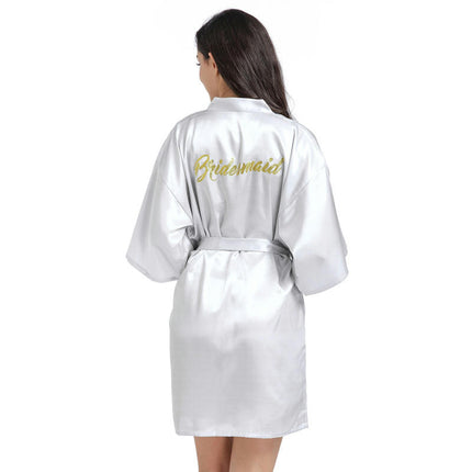 Women's Satin Robe Kimono Bathrobes for Bride Bridesmaid Wedding Party Robes-A7