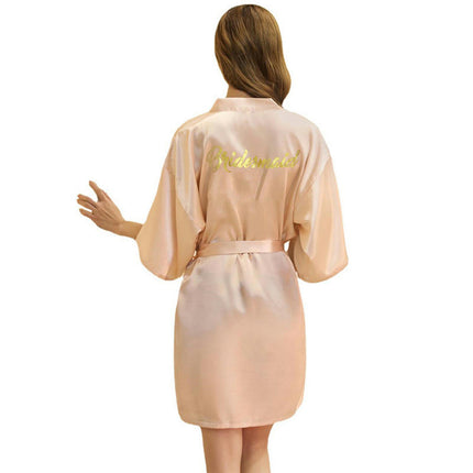 Women's Satin Robe Kimono Bathrobes for Bride Bridesmaid Wedding Party Robes-A7